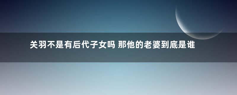 关羽不是有后代子女吗 那他的老婆到底是谁